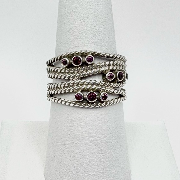 Pandora Sterling Silver Hidden Romance Ring with Rhodolite Size Size 8.5 - Picture 1 of 6